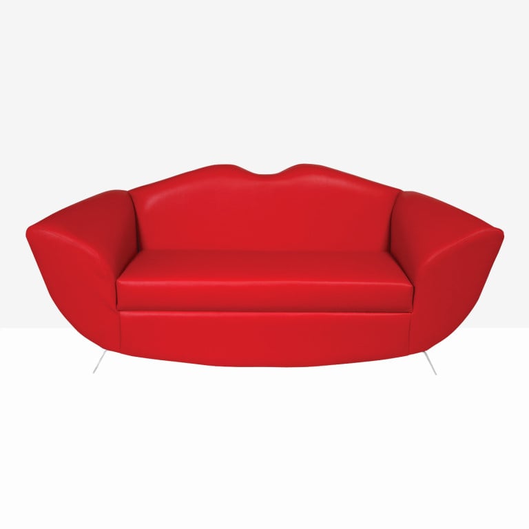 Red Leather Lips Sofa